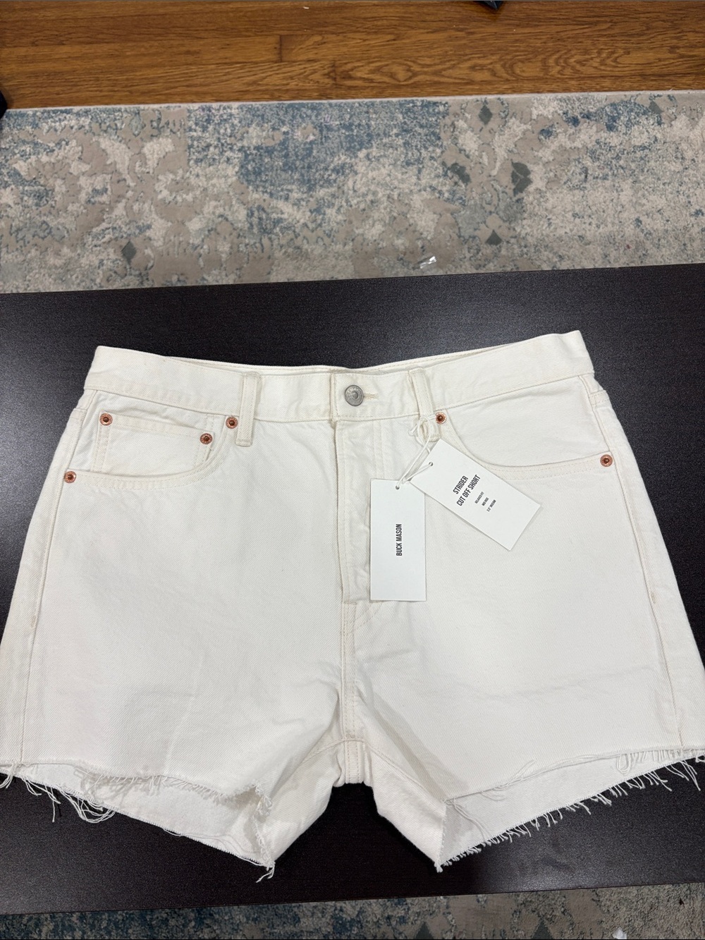 Buck Mason Women’s Natural Strider Cur-Off Shorts Size 28 Relaxes Fit NWT $128